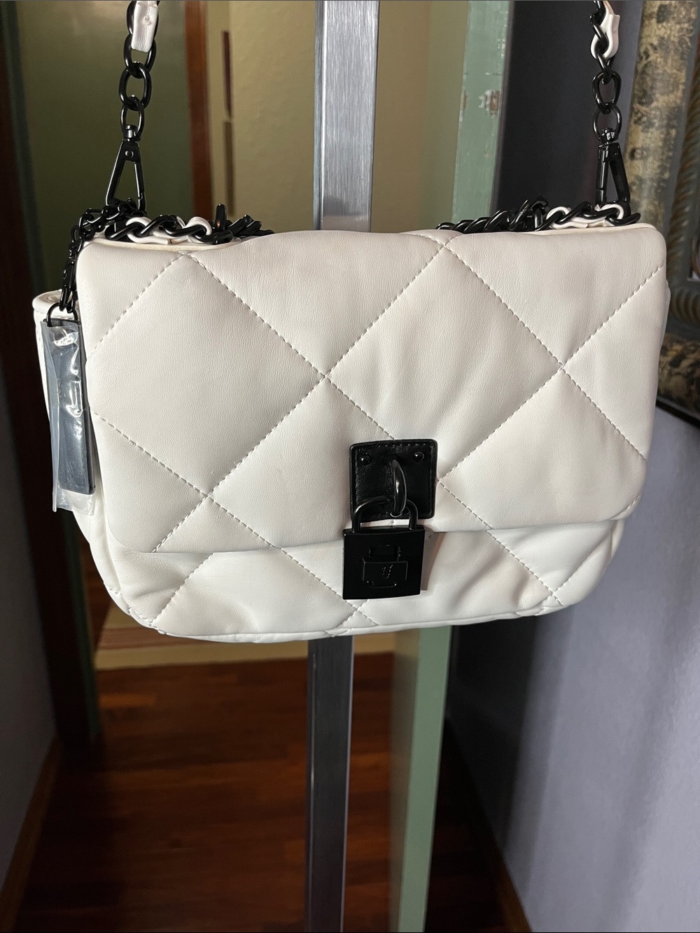 NWOT Steve Madden Bterra Flap Over Crossbody Bag Winter White Quilted